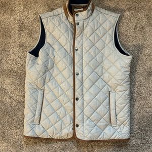 Gray puffer vest. Lined with navy. Never worn. Size Large. Perfect Condition.